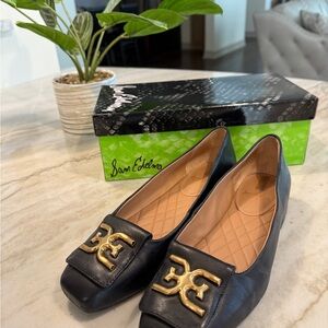 Sam Edelman Black Loafers with Gold Detail
